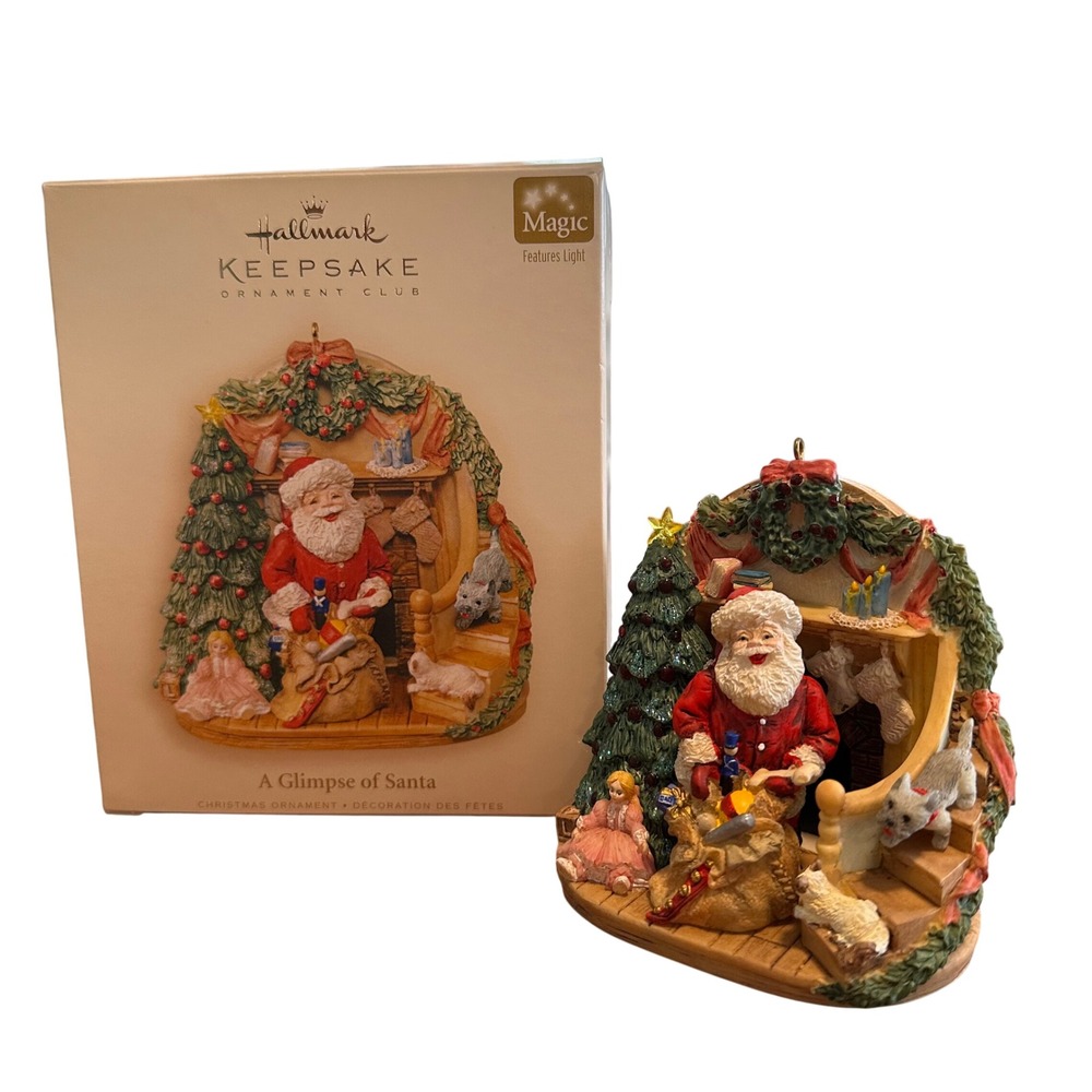Hallmark Keepsake Magic A Glimpse of‎ Santa Christmas Ornament Features Light